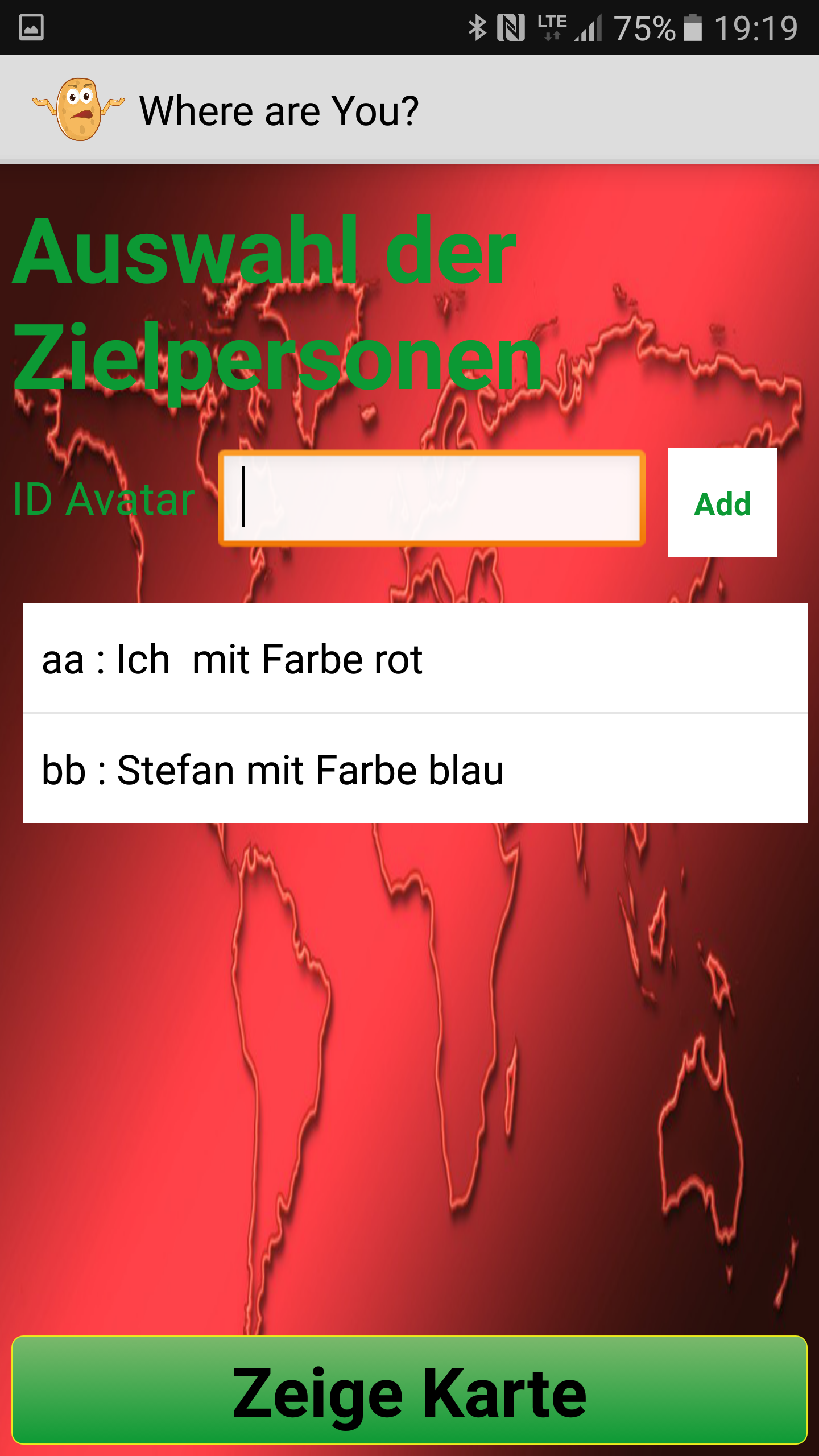Login und Smartphone-Auswahl